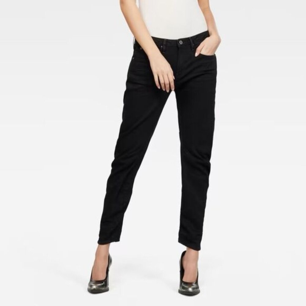 G Star Arc 3D Womens Black Jeans Low Boyfriend Sz 32 W